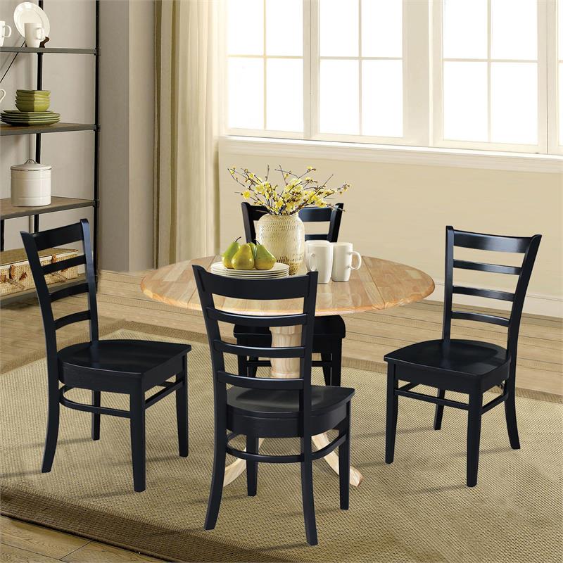 42 in Dual Drop Leaf Table with 4 Ladder Back Dining Chairs - 5 Piece Dining Set