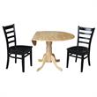 42 in Dual Drop Leaf Table with 2 Ladder Back Dining Chairs - 3 Piece Dining Set
