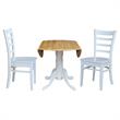 42 in Dual Drop Leaf Table with 2 Ladder Back Dining Chairs - 3 Piece Dining Set