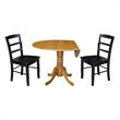 42 in Dual Drop Leaf Table with 2 Ladder Back Dining Chairs - 3 Piece Dining Set