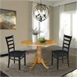 42 in Dual Drop Leaf Table with 2 Ladder Back Dining Chairs - 3 Piece Dining Set