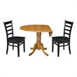 42 in Dual Drop Leaf Table with 2 Ladder Back Dining Chairs - 3 Piece Dining Set