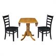 42 in Dual Drop Leaf Table with 2 Ladder Back Dining Chairs - 3 Piece Dining Set