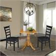 42 in Dual Drop Leaf Table with 2 Ladder Back Dining Chairs - 3 Piece Dining Set