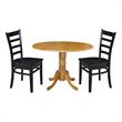 42 in Dual Drop Leaf Table with 2 Ladder Back Dining Chairs - 3 Piece Dining Set