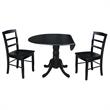 42 in Dual Drop Leaf Table with 2 Ladder Back Dining Chairs - 3 Piece Dining Set