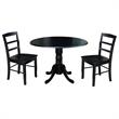 42 in Dual Drop Leaf Table with 2 Ladder Back Dining Chairs - 3 Piece Dining Set