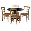 42 in Dual Drop Leaf Table with 4 Ladder Back Dining Chairs - 5 Piece Dining Set