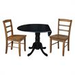 42 in Dual Drop Leaf Table with 2 Ladder Back Dining Chairs - 3 Piece Dining Set