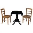 42 in Dual Drop Leaf Table with 2 Ladder Back Dining Chairs - 3 Piece Dining Set