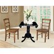 42 in Dual Drop Leaf Table with 2 Ladder Back Dining Chairs - 3 Piece Dining Set