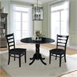 42 in Dual Drop Leaf Table with 2 Ladder Back Dining Chairs - 3 Piece Dining Set