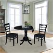 42 in Dual Drop Leaf Table with 2 Ladder Back Dining Chairs - 3 Piece Dining Set