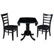 42 in Dual Drop Leaf Table with 2 Ladder Back Dining Chairs - 3 Piece Dining Set