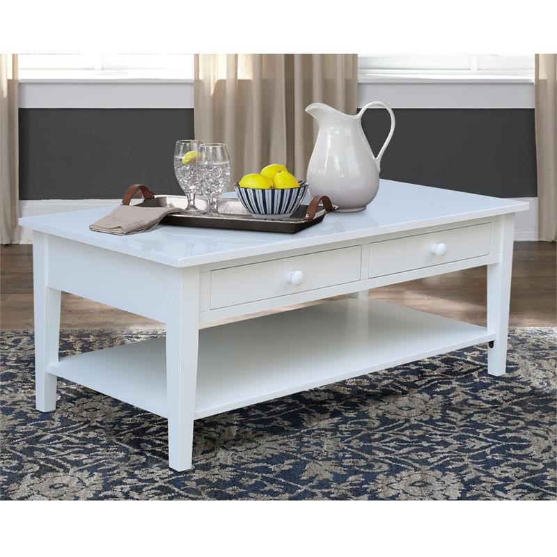 International Concepts Spencer White Wood Coffee Table