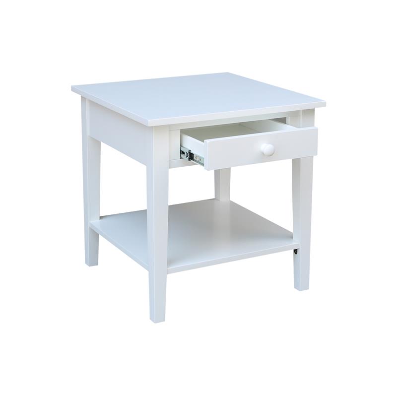 International Concepts Spencer White Wood End Table in White