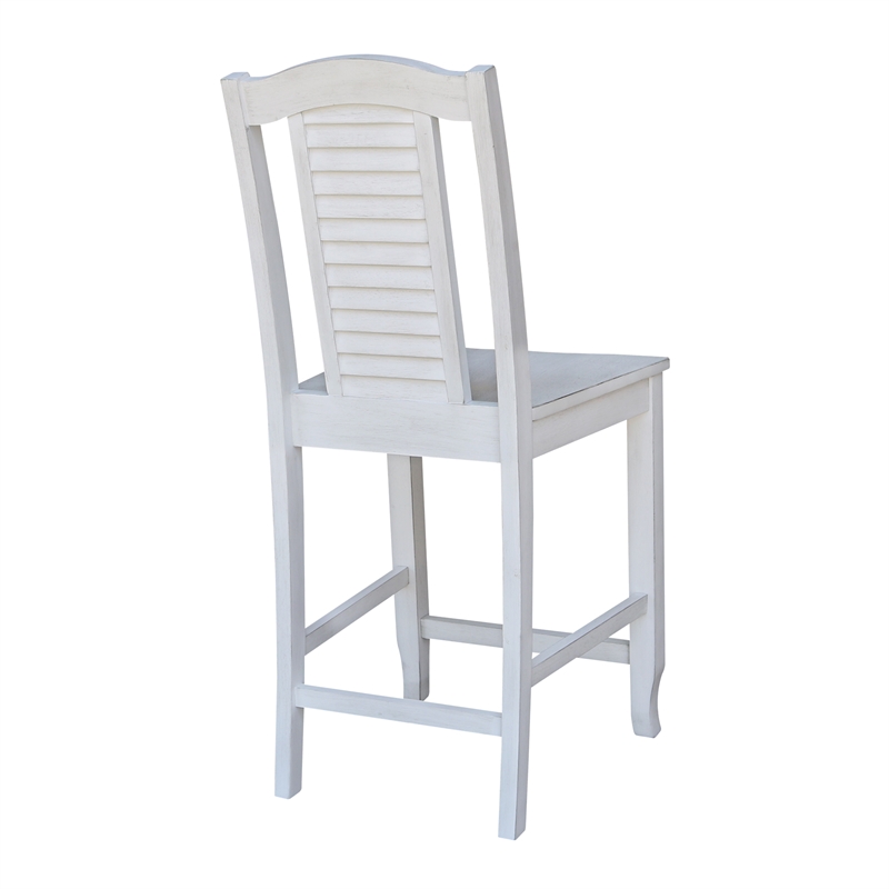 International Concepts Seaside Solid Wood Counterheight Stool in Antique Chalk