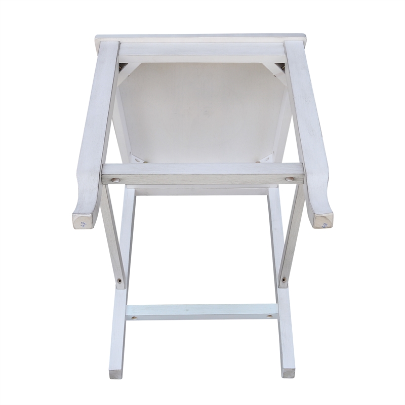 International Concepts Seaside Solid Wood Counterheight Stool in Antique Chalk