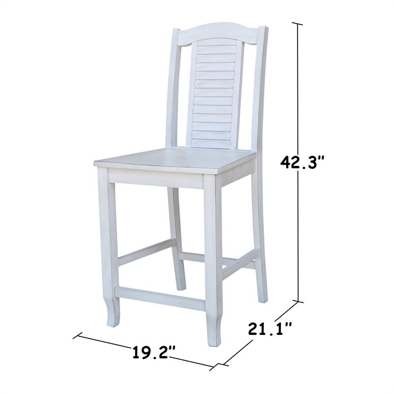 International Concepts Seaside Solid Wood Counterheight Stool in Antique Chalk