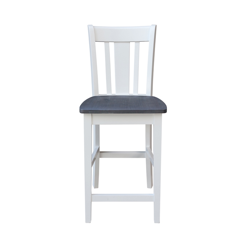 San Remo Solid Wood CounterHeight Stool in White and Heather Gray