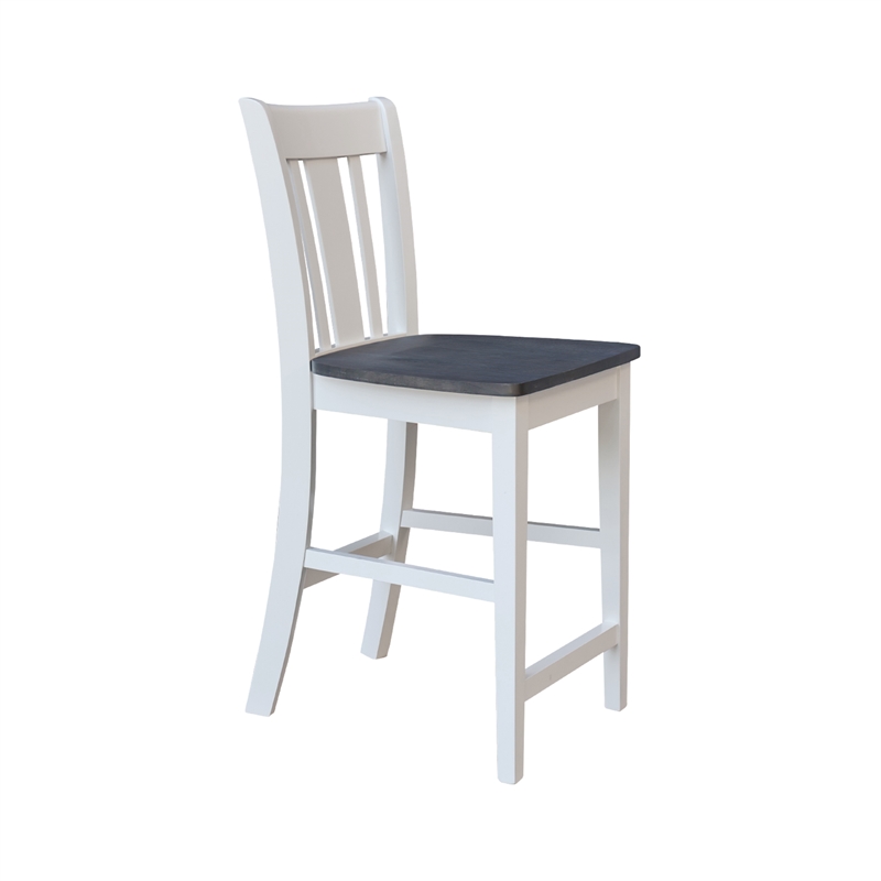 San Remo Solid Wood CounterHeight Stool in White and Heather Gray