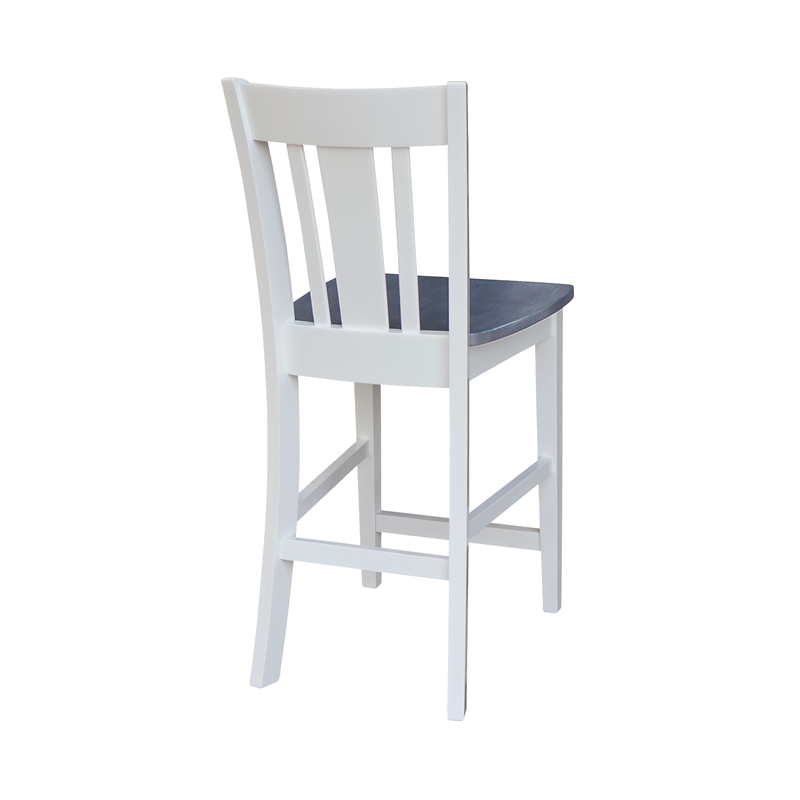 San Remo Solid Wood CounterHeight Stool in White and Heather Gray