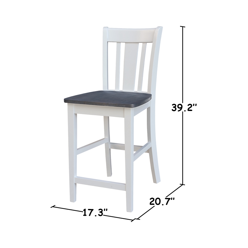 San Remo Solid Wood CounterHeight Stool in White and Heather Gray
