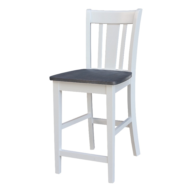 San Remo Solid Wood CounterHeight Stool in White and Heather Gray