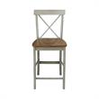 X-back Solid Wood Counterheight Stool in Distressed Hickory/Stone
