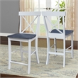 X-back Solid Wood CounterHeight Stool in White and Heather Gray