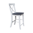 X-back Solid Wood CounterHeight Stool in White and Heather Gray