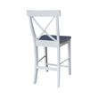 X-back Solid Wood CounterHeight Stool in White and Heather Gray