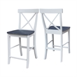 X-back Solid Wood CounterHeight Stool in White and Heather Gray