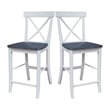 X-back Solid Wood CounterHeight Stool in White and Heather Gray