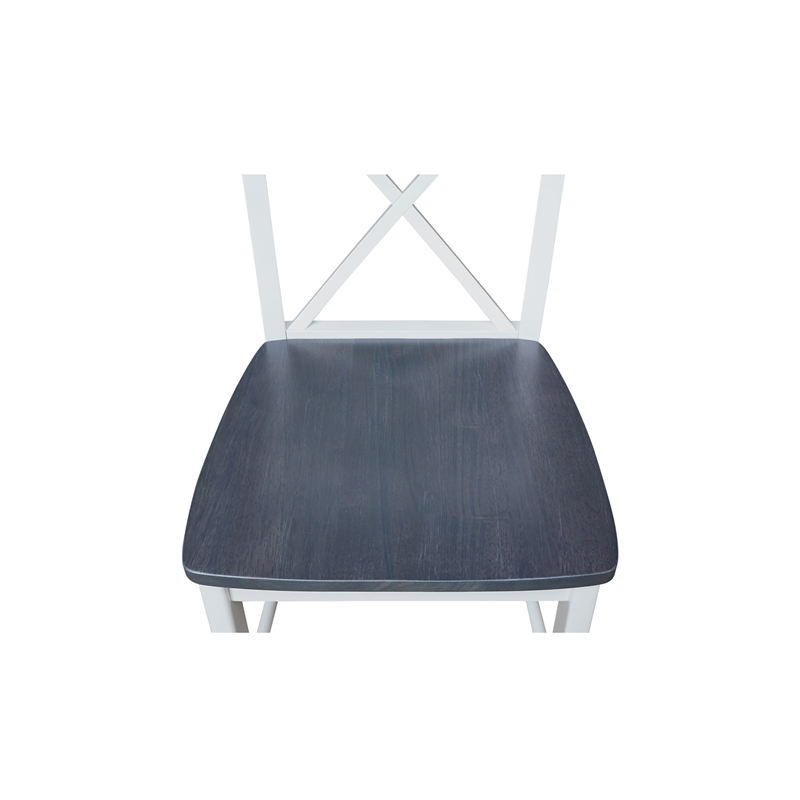 X-back Solid Wood CounterHeight Stool in White and Heather Gray