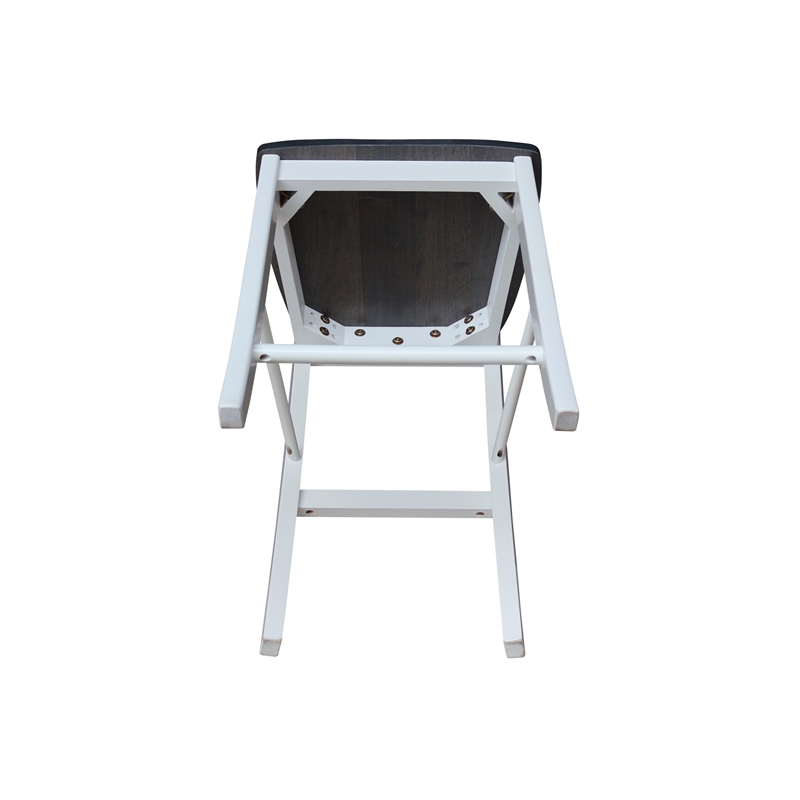 X-back Solid Wood CounterHeight Stool in White and Heather Gray