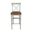X-back Solid Wood Bar Height Stool in Distressed Hickory/Stone