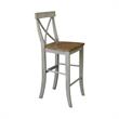 X-back Solid Wood Bar Height Stool in Distressed Hickory/Stone