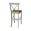 X-back Solid Wood Bar Height Stool in Distressed Hickory/Stone