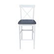 X-back Solid Wood Bar Height Stool  in White and Heather Gray