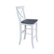 X-back Solid Wood Bar Height Stool  in White and Heather Gray