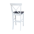 X-back Solid Wood Bar Height Stool  in White and Heather Gray