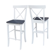 X-back Solid Wood Bar Height Stool  in White and Heather Gray