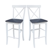X-back Solid Wood Bar Height Stool  in White and Heather Gray