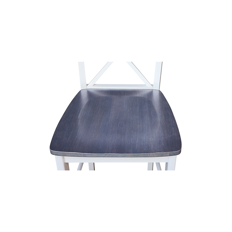 X-back Solid Wood Bar Height Stool  in White and Heather Gray