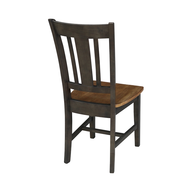 San Remo Solid Wood Splatback Chair - Set of 2 Chairs in Hickory/Washed Coal