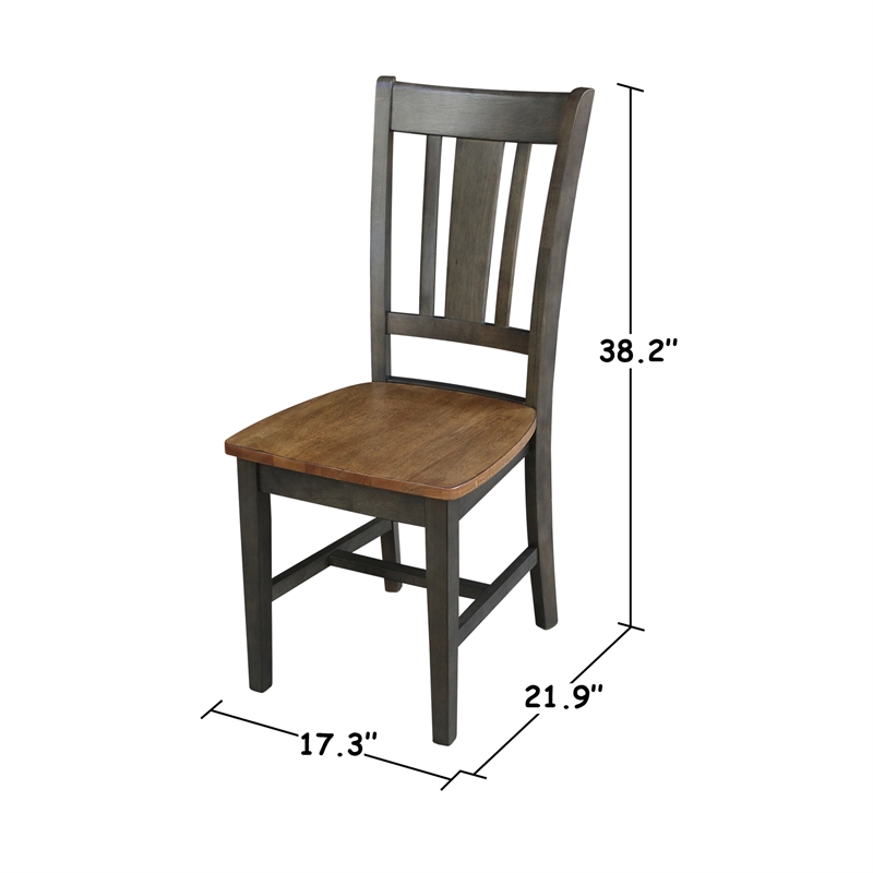San Remo Solid Wood Splatback Chair - Set of 2 Chairs in Hickory/Washed Coal