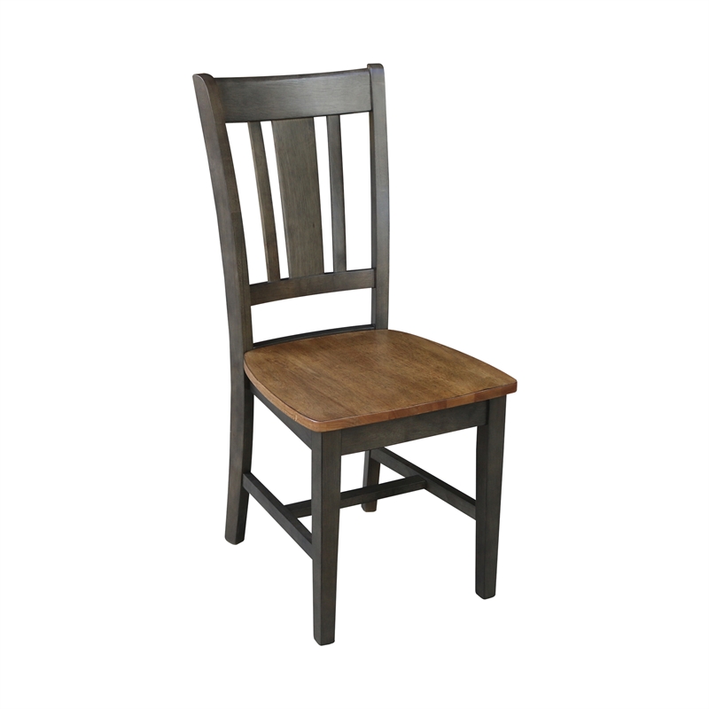 San Remo Solid Wood Splatback Chair - Set of 2 Chairs in Hickory/Washed Coal