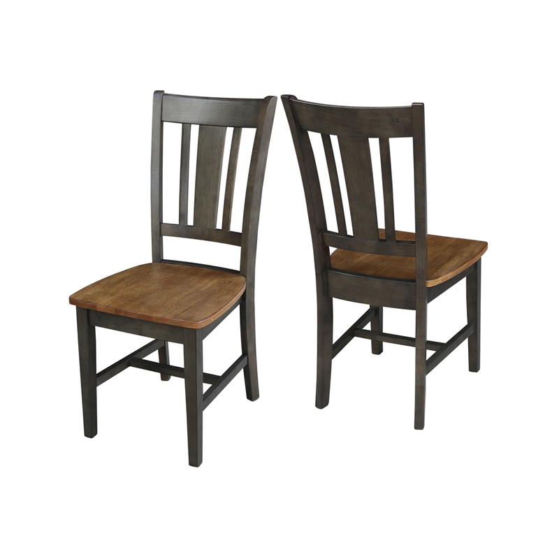 San Remo Solid Wood Splatback Chair - Set of 2 Chairs in Hickory/Washed Coal