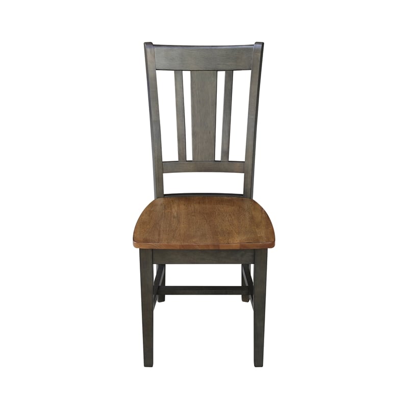 San Remo Solid Wood Splatback Chair - Set of 2 Chairs in Hickory/Washed Coal
